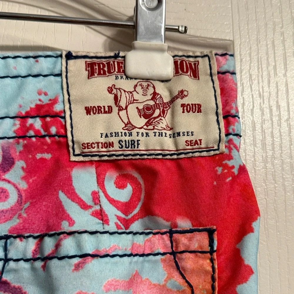 💙💖True Religion Tie Dye Y2K Board‎ Shorts Surf Dopamine 36